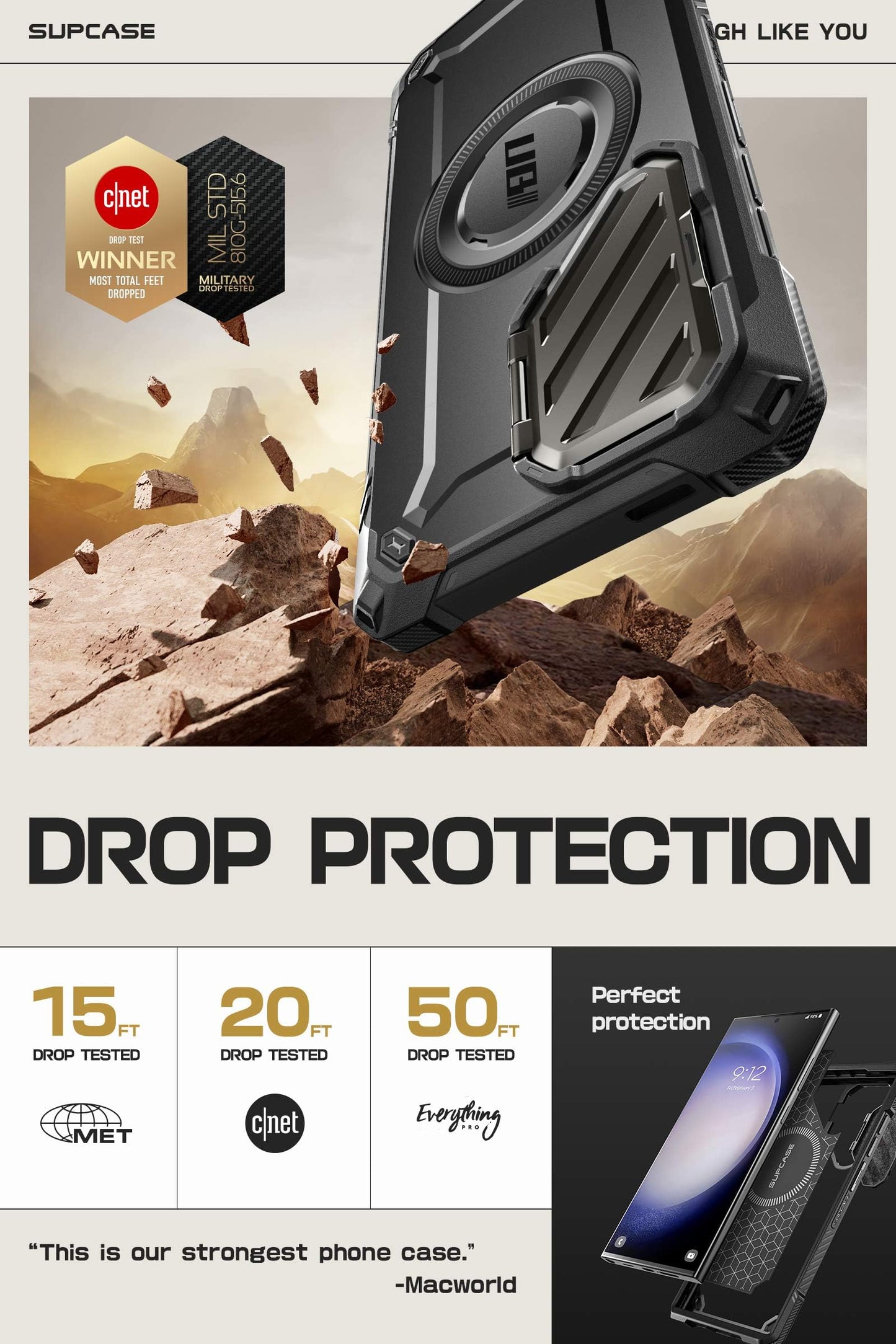SUPCASE UB Mag XT Case for Samsung Galaxy S24 Ultra (2024 Release), Extreme Lens Protection Slim Rugged Case with Built-in Kickstand (Tigray)