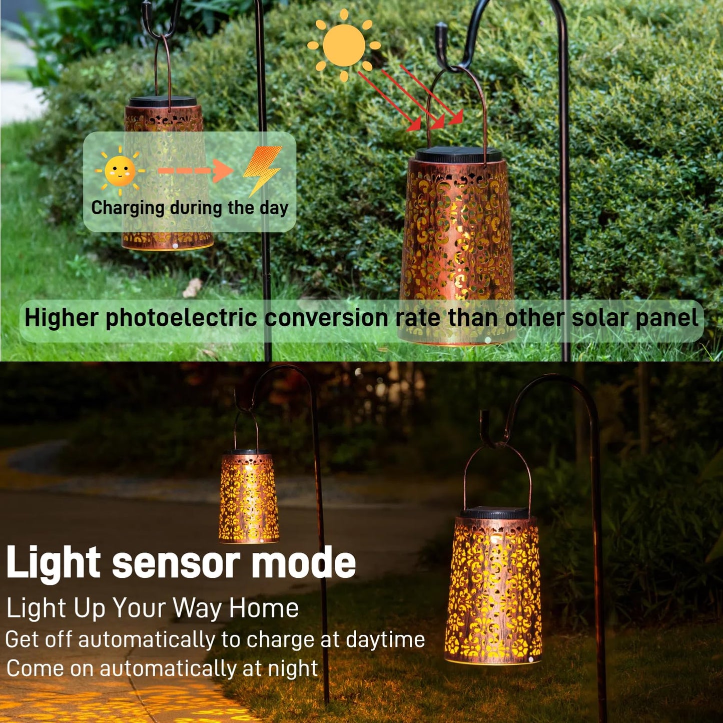 MOLEBIT 4 Pack Solar Hanging Lanterns Outdoor