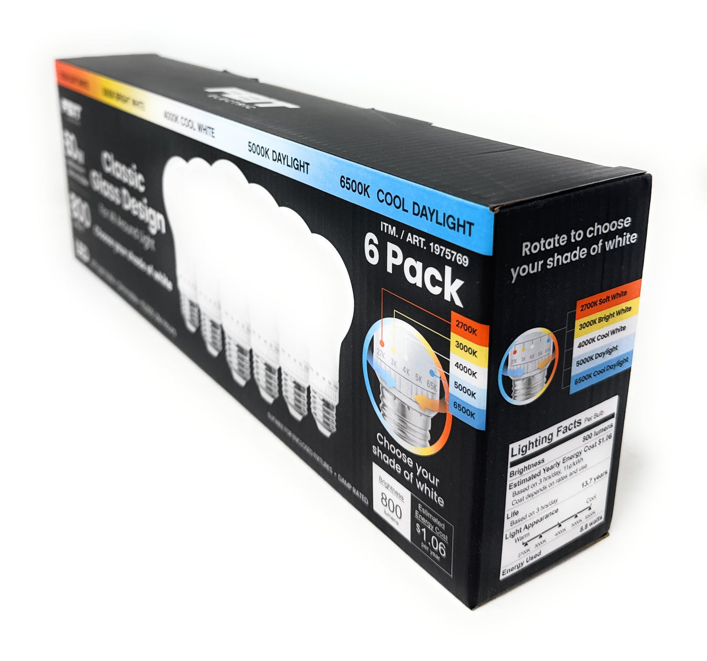Adjustable White 60-watt replacement A19 LED bulb