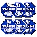 6 Pcs Security Camera Stickers - Security Cameras Signs to Put on Door, 3.3 x 3.3 Convenient Size, Sleek Hexagonal Design, Water and Wear Resistant
