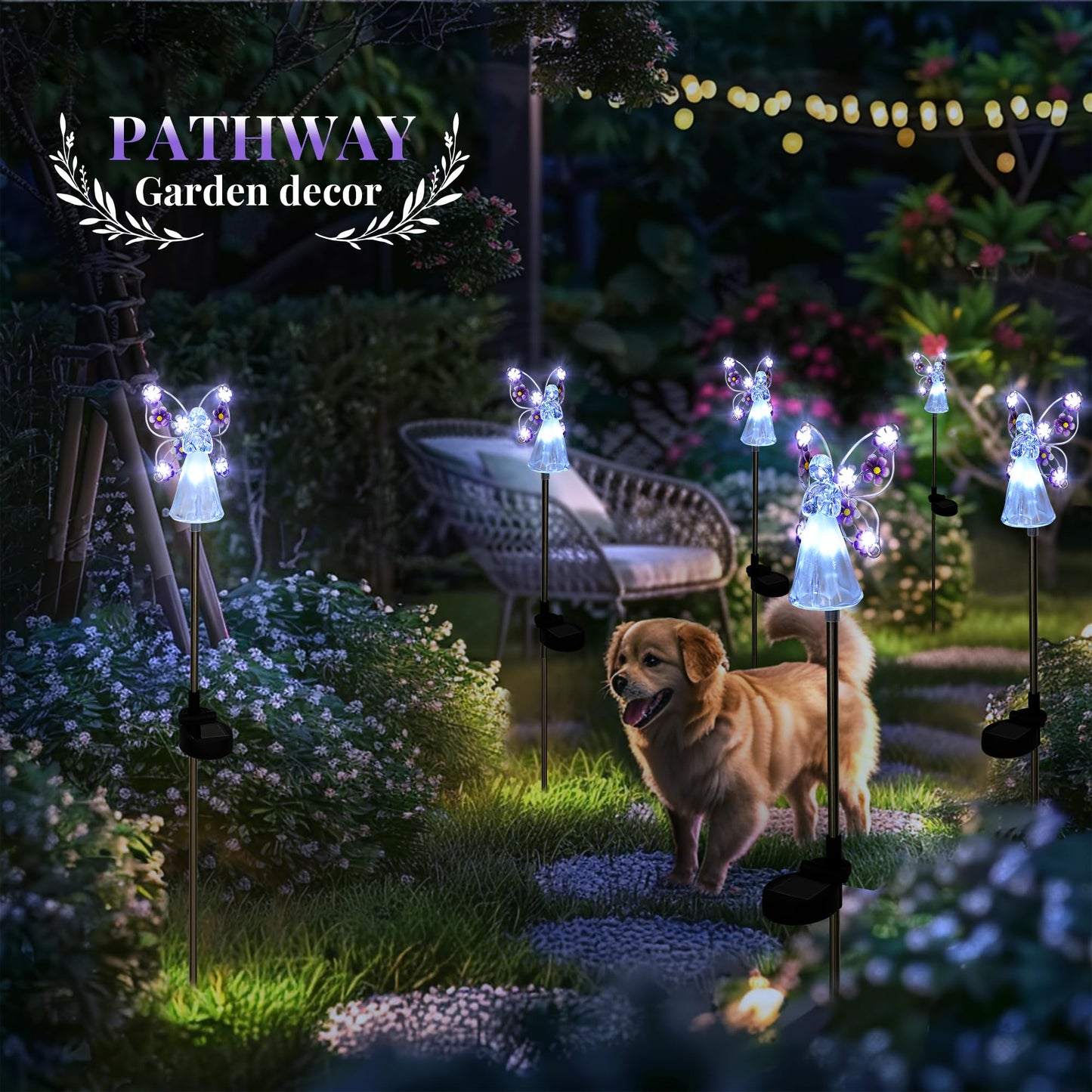 GIGALUMI Solar Angel Garden Stake Lights - 2 Pack Angel Solar Lights Outdoor Garden, Eternal Light Angel with 7 LEDs for Cemetery Grave Decorations