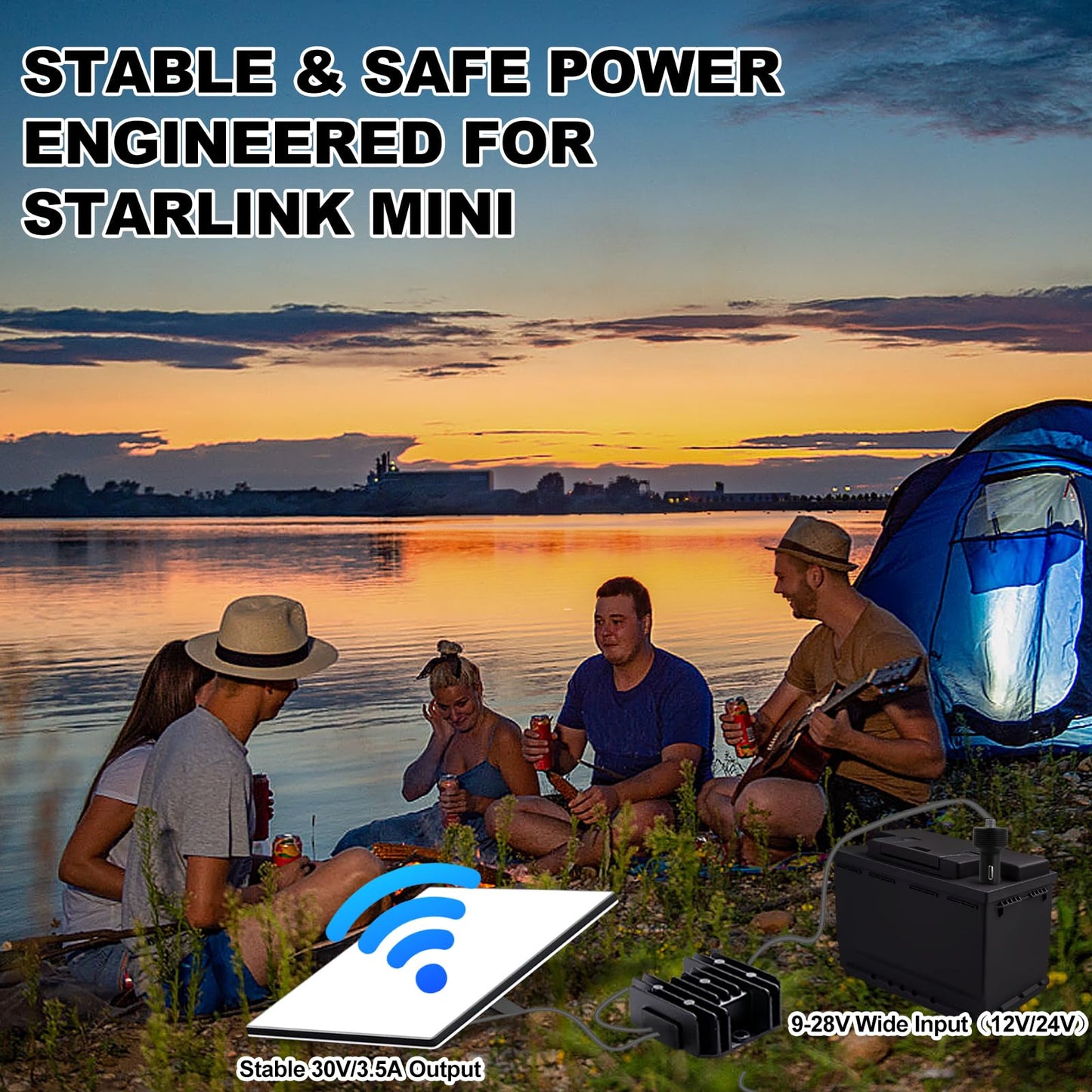 Starlink Mini 12V Adapter, 9-28V to 30V 3.5A DC Step Up Starlink Mini DC Power Supply with Cigarette Lighter Plug for Starlink Mini Dish Router…