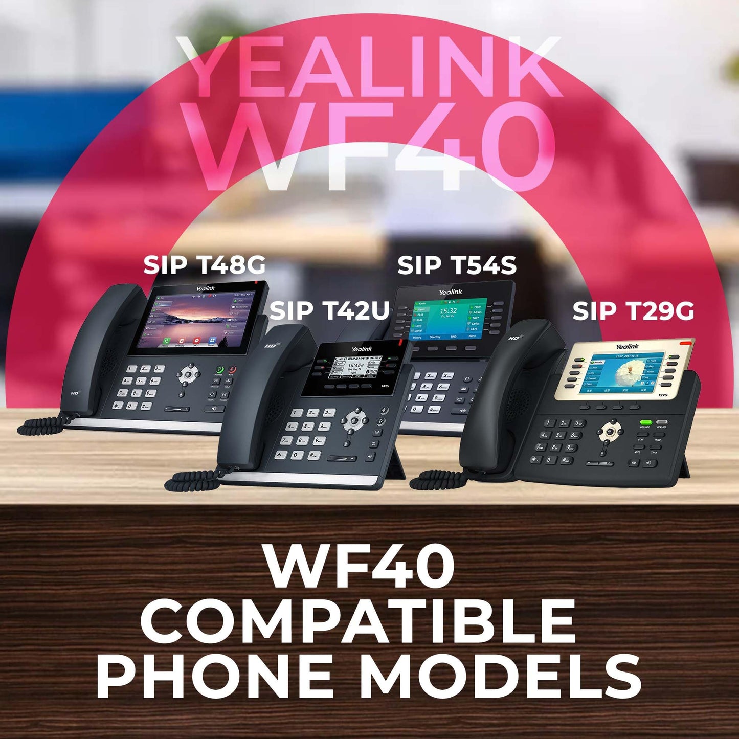 Yealink WF40 USB Wi-Fi Dongle Adapter for Desk Phones - Compatible Phone Models - T46U, T48U,T43U, T44U, T42U, T46S, T48S, T42S,T41S, T53, T52S, T27G