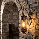 Omgomne Rustic Wall Sconce with Amber Glass Gothic