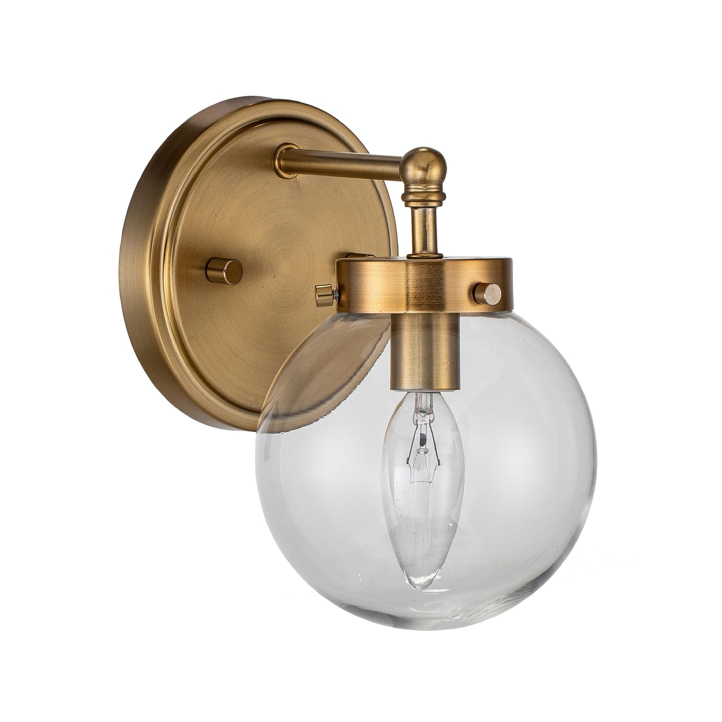 Aspen Creative 62338-13-1, One-Light Metal Bathroom Vanity Wall Light Fixture, 5" Wide, Transitional Design in Warm Brass
