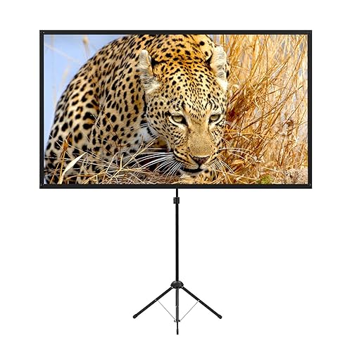 Portable Projector Screen with Stand, Outdoor Movie Screen, 80 Inch 16:9, Light-Weight, Mobile and Compact, Easy Setup and Carrying, Projection Screen