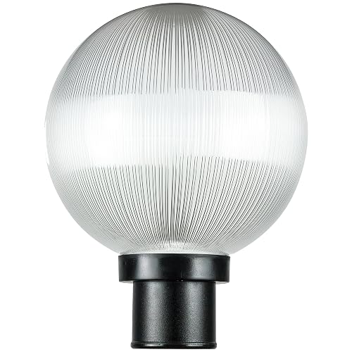 Sunlite 47246 10" Post Mount Globe Light Fixture, 1 Medium Base (E26) Socket (60W Max. A19 Bulb Not Included), UV Resistant Materials, ETL Listed
