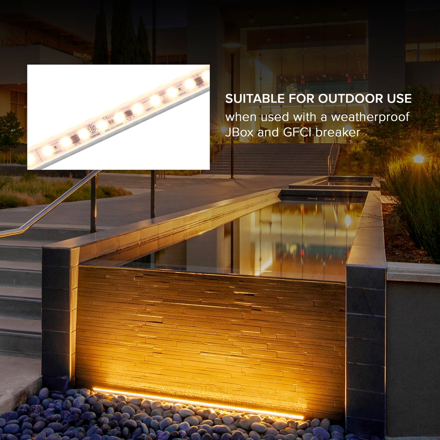 Maxxima 24 in. Hardwired LED Under Cabinet Strip Light, 920 Lumens, 3000K Warm White, Kitchen and Living Room 120V White Cove Lighting, No Power