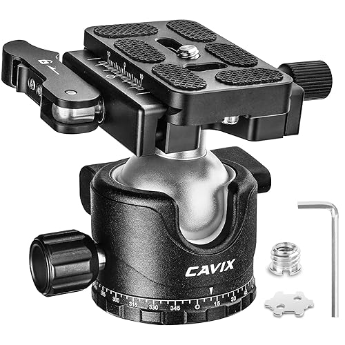 CAVIX 36mm Tripod Ball Head with Lever Release, Low Profile Heavy Duty Ball Head Mount with Arca Swiss Quick Release Plate for Camera Tripod Monopod