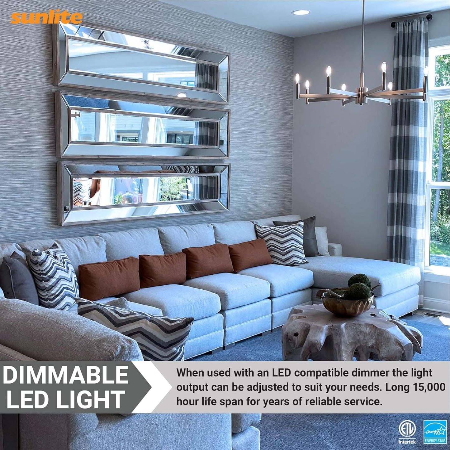 Sunlite LED B11 Frosted Torpedo Tip Chandelier Light Bulb, 4.5 Watts (40W Equivalent) 300 Lumens, Candelabra E12 Base, Dimmable, ETL Certified, 5000K