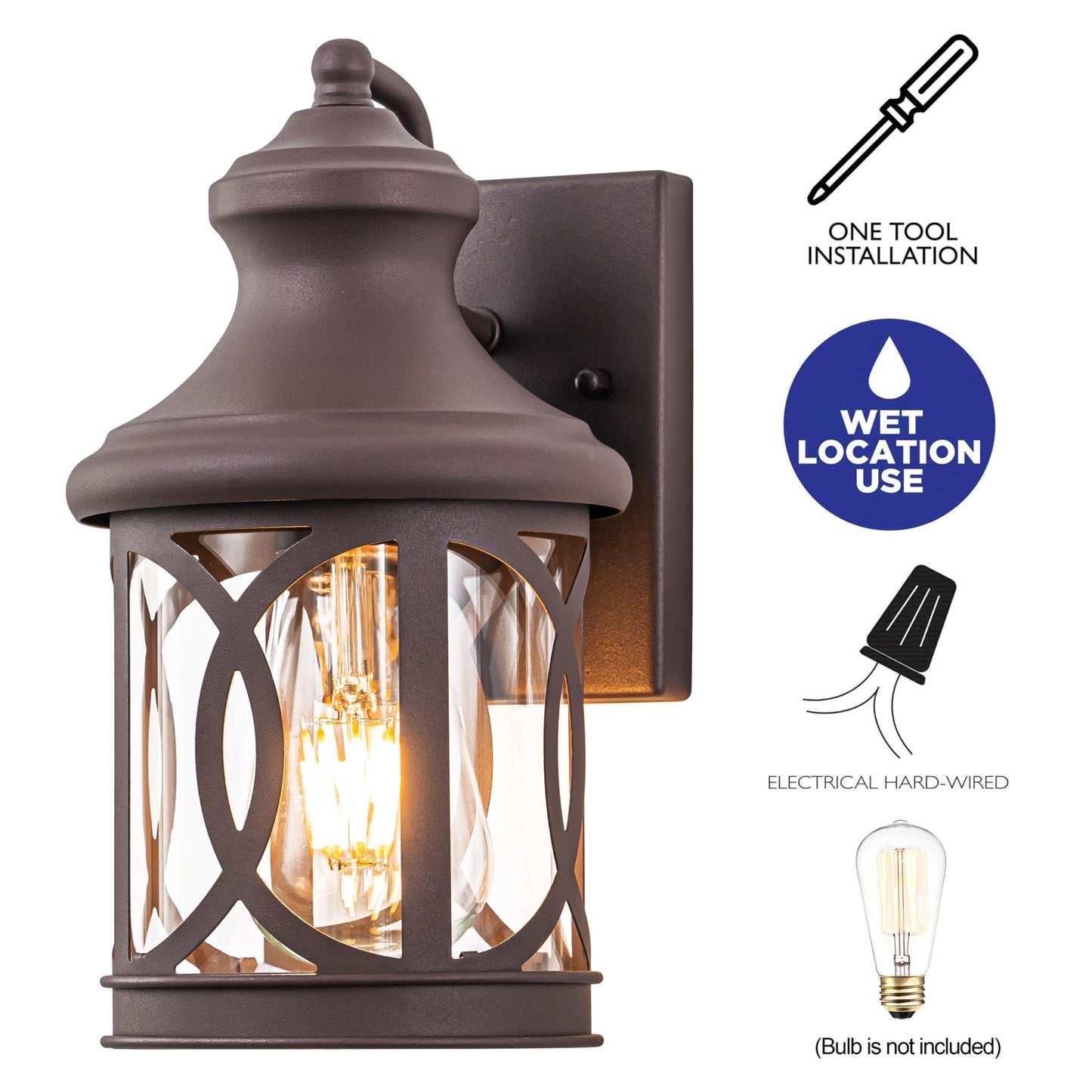 Laplusbelle 2-Pack Outdoor Wall Lights, Porch Lights, Waterproof Outdoor Wall Sconce, Exterior Light Fixture Bronze Finish with Clear Glass Shade