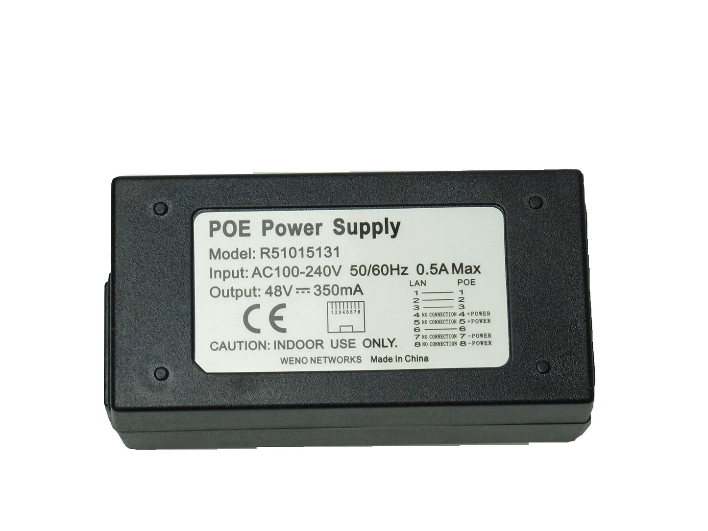 Weno Networks 48V Mitel Power Supply for Mitel Mivoice 5200, 5300, 8600 Series IP Phones - Power Over Ethernet Injector 51015131