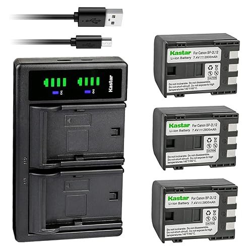 Kastar 3-Pack Battery and LTD2 USB Charger Compatible with Canon Elura 40 MC, Elura 50, Elura 60, Elura 65, Elura 70, Elura 80, Elura 85, Elura 90