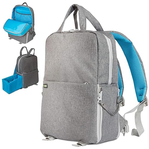 Deco Gear Multifunction Camera Backpack for DSLR & Mirrorless Cameras, Pro Lenses, and Accessories, w/Rain Cover (Gray)