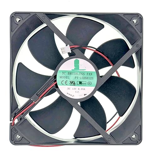 PY-1225H12S DC12V 0.35A 120×120mm×25mm 12CM 12025 Ice Maker Fan, 2-Wire DC BRUSHLESS Ice Machine Fan