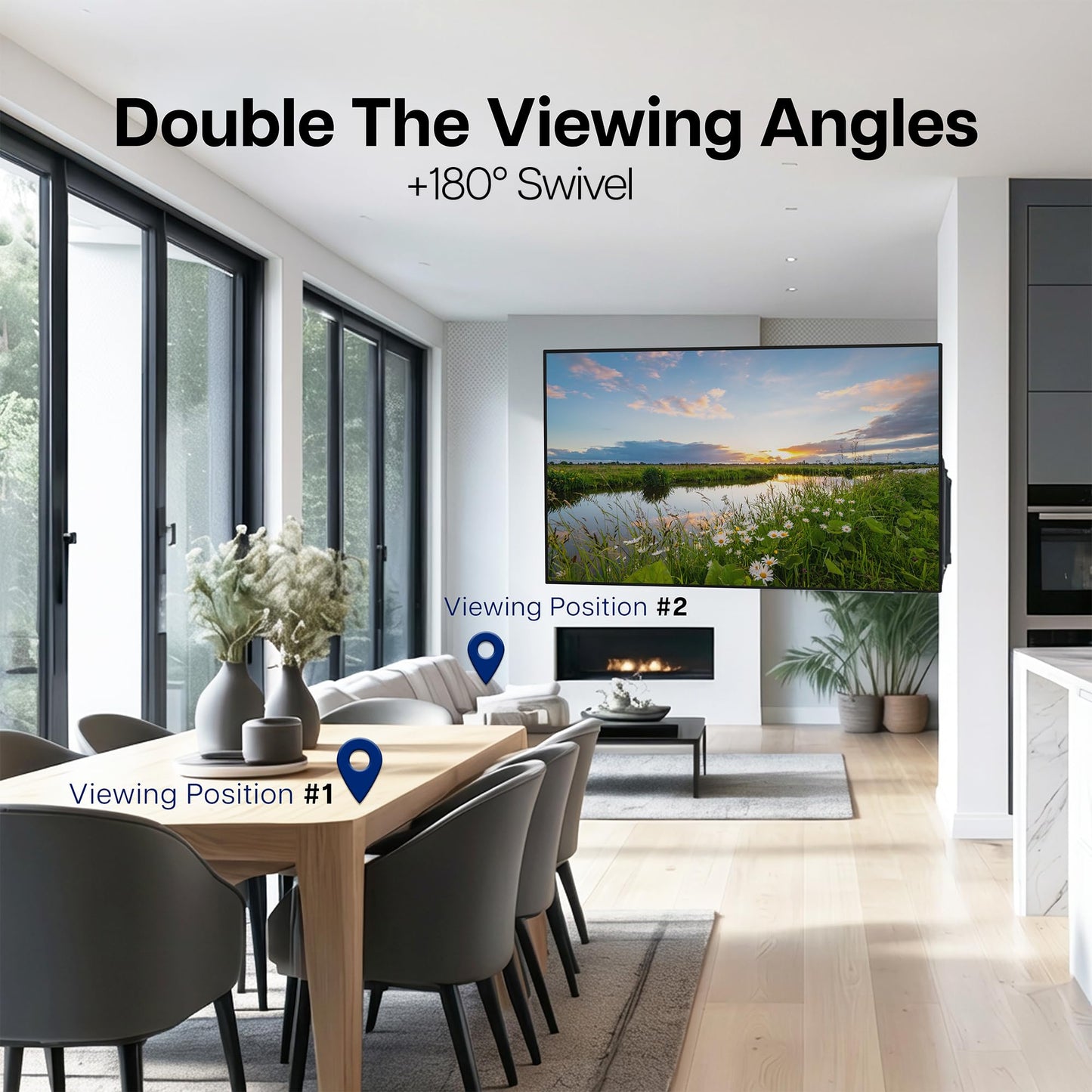 VIVO Steel Low Profile, Manual Swing TV Wall Mount for 32 to 75 inch LCD LED Plasma Screens, Articulating TV Bracket with 180 Degree Swivel