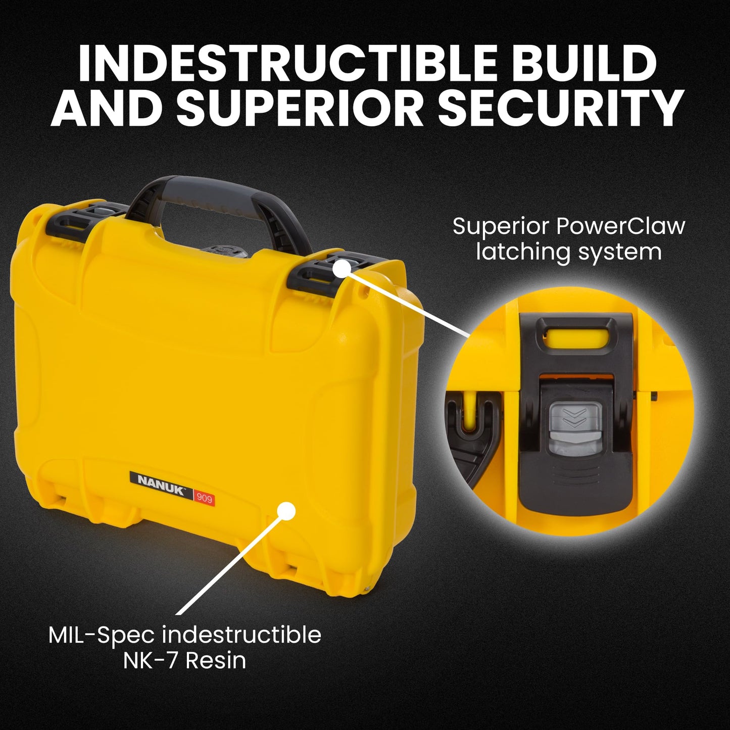 NANUK 909 Travel Hard Case with Customizable Cubed Foam - Waterproof Camera Case, 12.6” x 9” x 4.4”, Lightweight, Lockable, Dustproof