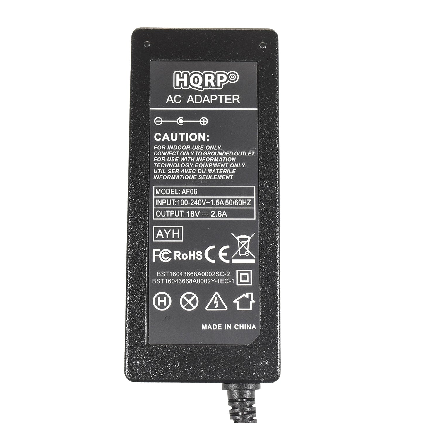 HQRP AC Adapter Compatible with Sony SA-32SE1 SA-40SE1 SA-46SE1 TV Sound Bar System AC-E1826 Power Supply Cord Adaptor, 6.5mm Plug