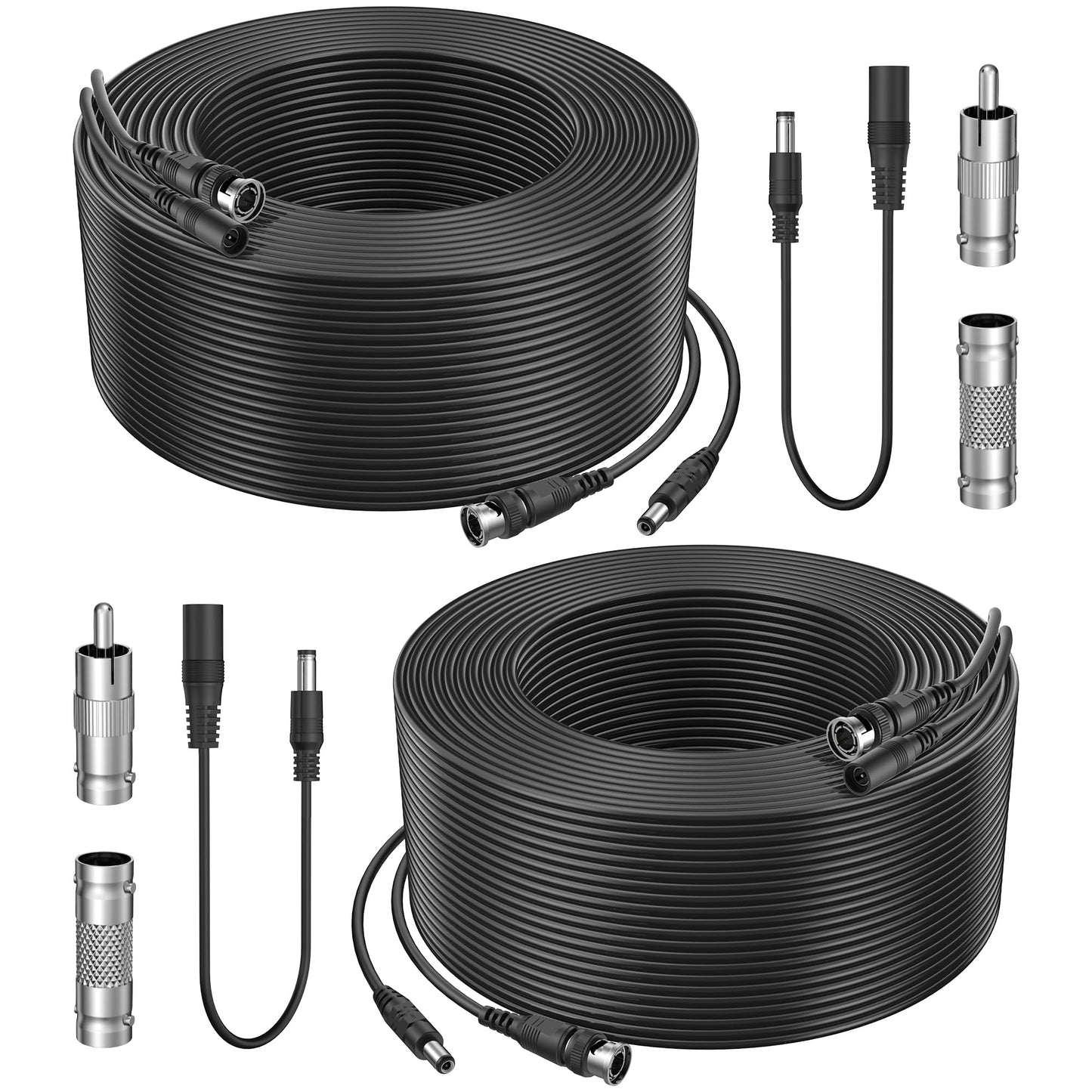 Flashmen 2PK 115Ft Security Camera Cable - All-in-One HD Video Power Cable for DVR & Monitor with BNC Connectors