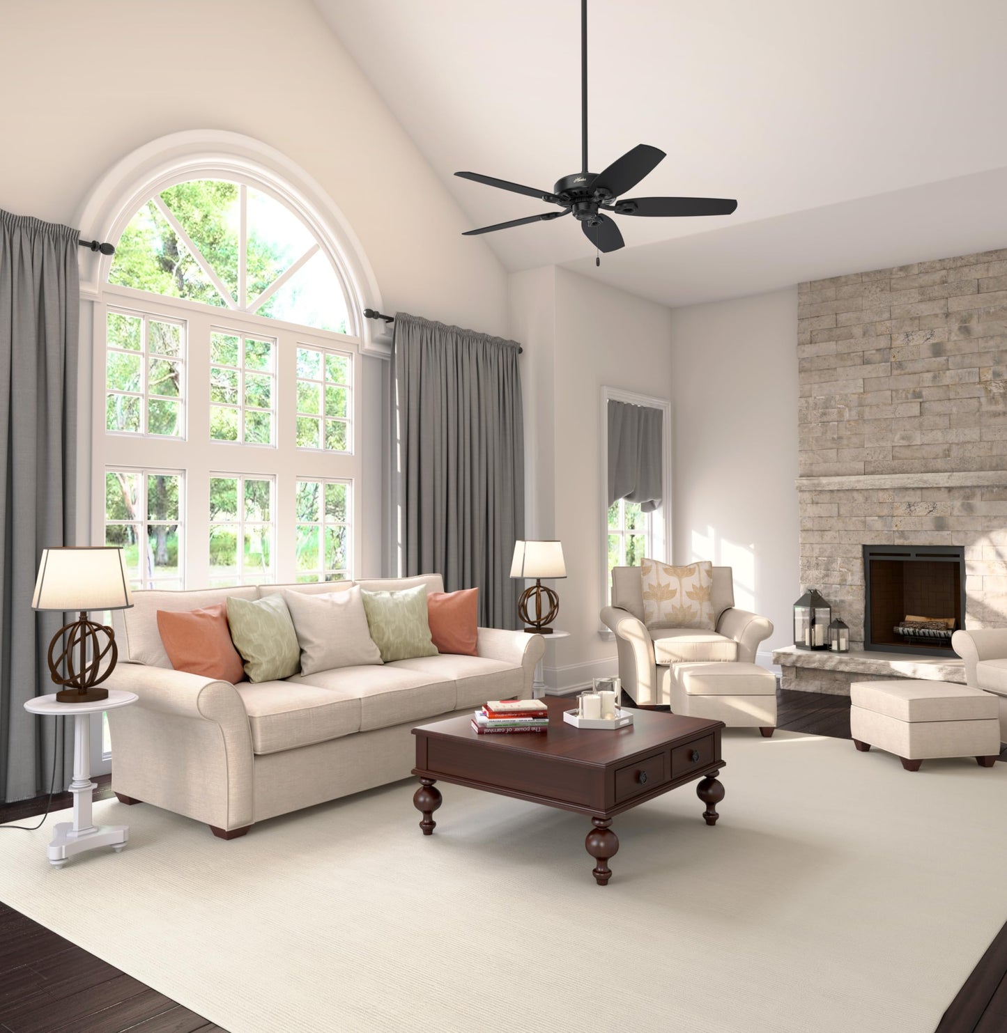 Hunter Fan 52in Ceiling Fan in Matte Black with Matte Black Reversible Fan Blades (Renewed)