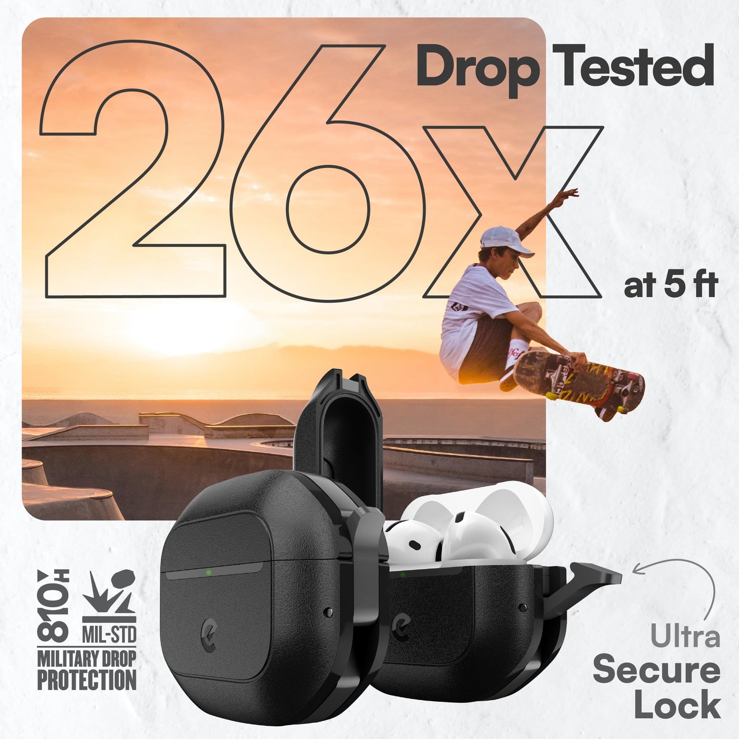 Keybudz for Waterproof AirPods 4 Case with Lock - IP68 Waterproof and Dust Proof, Shockproof Protector, Heavy Duty Rugged Protection, Drop Proof Hard