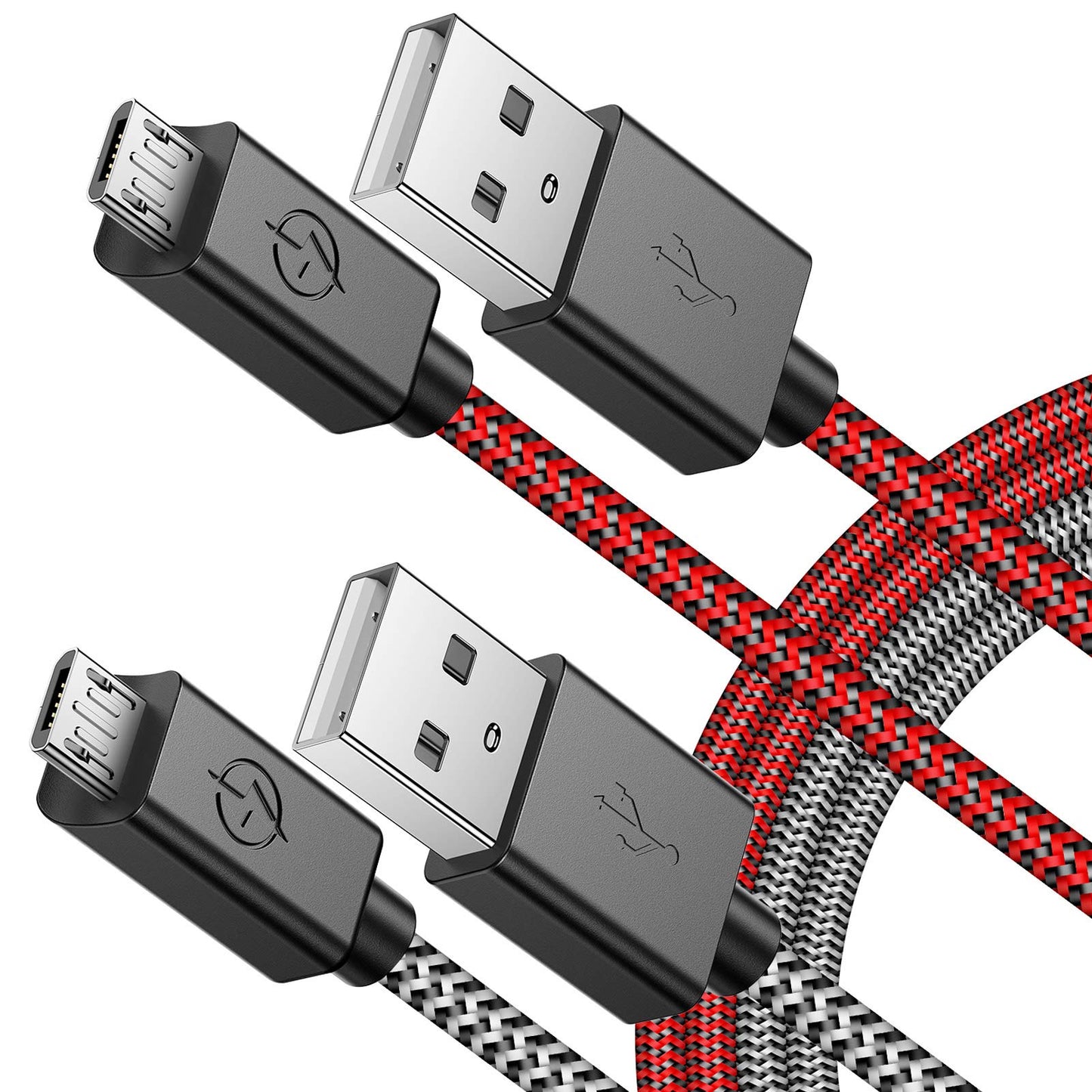 Oritikur PS4 Controller Long Charger Cable - 2 Pack 10FT Nylon Braided Micro USB Charging Play Cord Data Sync Wire with Flush Fit Connector