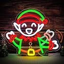 Elf Waving Christmas Neon Sign Elf Neon Sign Dimmable Christmas Led Sign for Wall Decor christmas Neon Window Lights for Holiday Party Bedroom Living