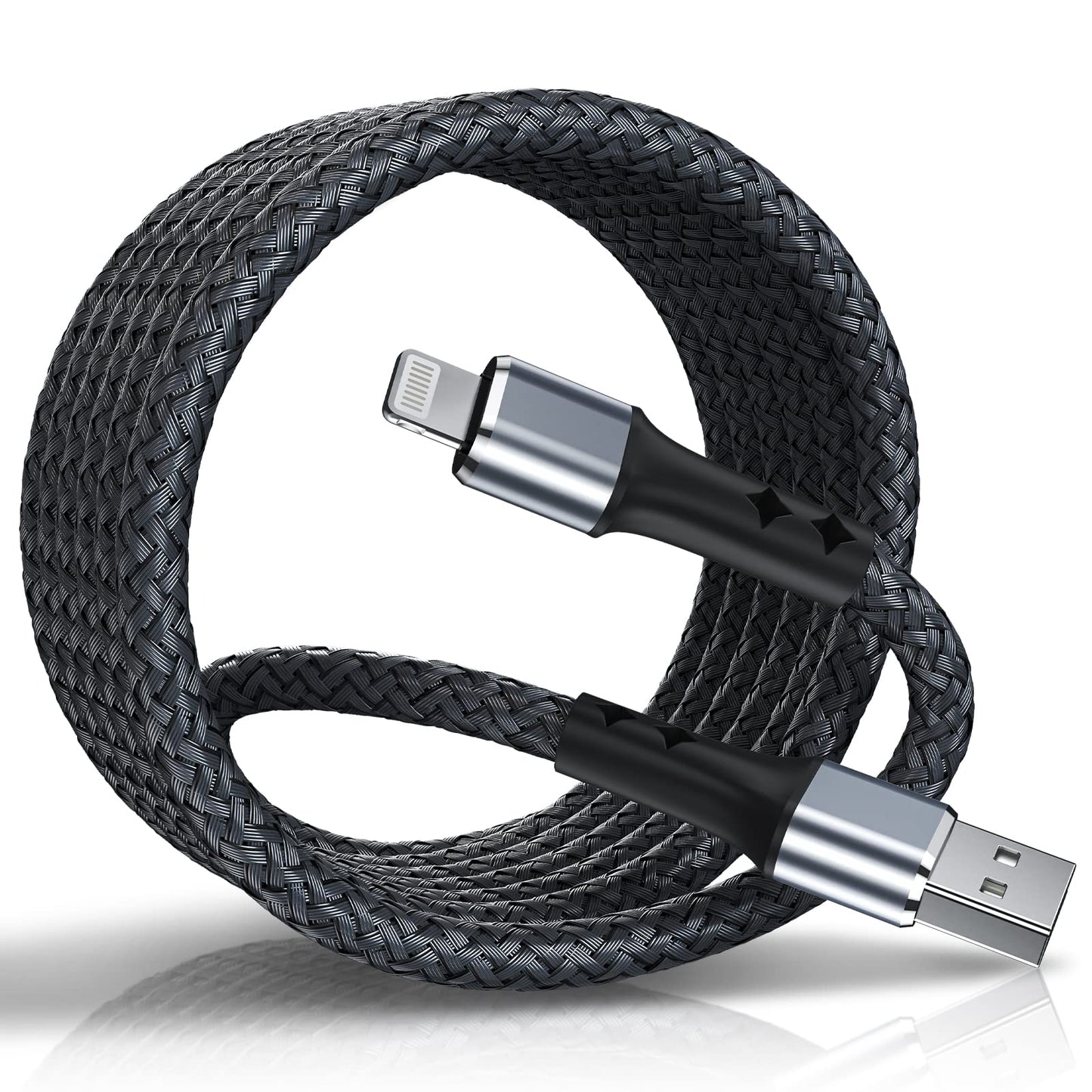 OIITH (2-Pack) iPhone Charger 6Ft for Apple MFi Certified, Strong Nylon Braided Long Lightning Cable, Fast 2.4A iPhone USB Charging Cord for iPhone