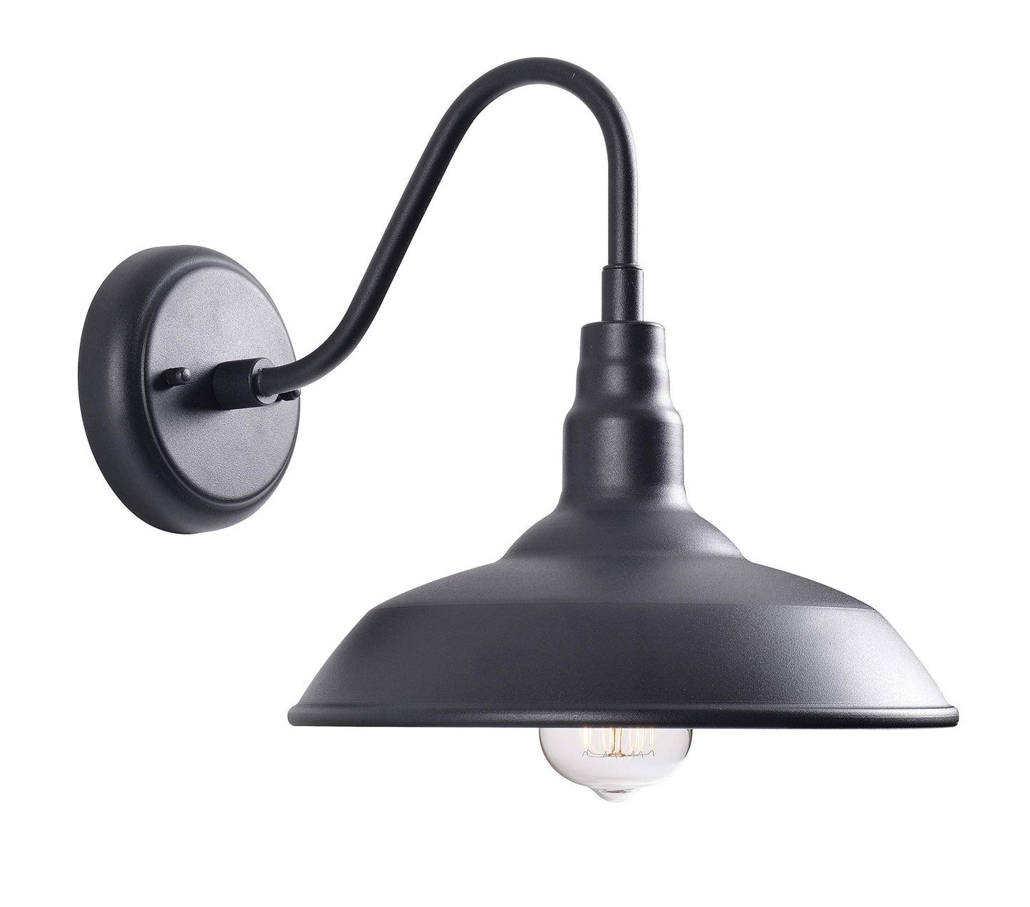 Kenroy Home Dale 10'' Modern 1-Light Outdoor Wall Sconce Wall Light, Wall Mounted Light with Black Metal Round Shade for Porch, Patio or Garage, Black