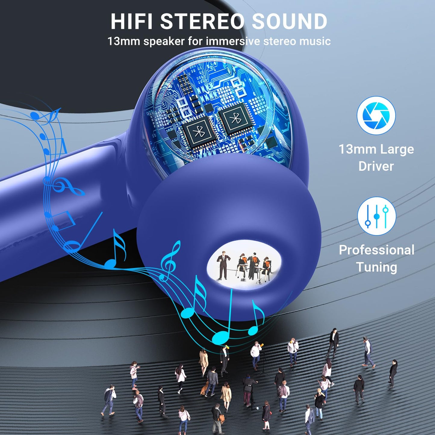 Wireless Earbuds, 2024 Wireless Headphones HiFi Stereo Earphones with 4 ENC Noise Canceling Mic, 42Hs Playtime In Ear Earbud, Bluetooth 5.3 Sport