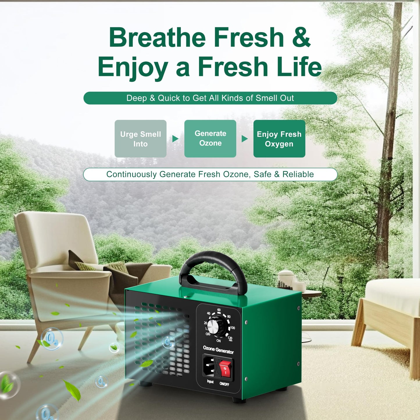 Ozone Generator 45,000mg/h, Home/Industrial O3 Car Deodorizer. Ozone Machine Air Ionizer Ozone Odor Eliminator for Strong Odor. Odor Eliminator