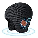 Bluetooth Beanie Hat with Headphones, Wireless Winter Hat Built in Microphone and Stereo Speakers (Black)