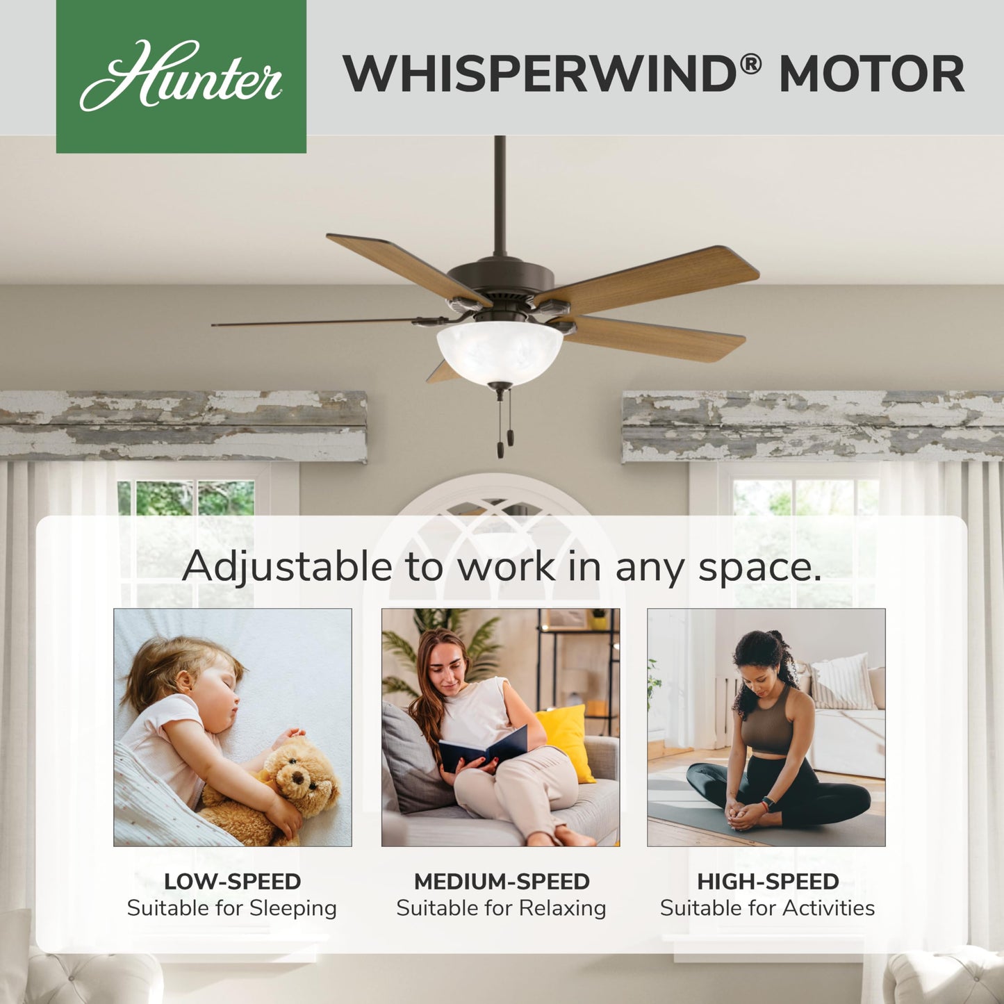 Hunter Swanson, Indoor, Ceiling Fan, with LED Light, 52 inch, New Bronze
