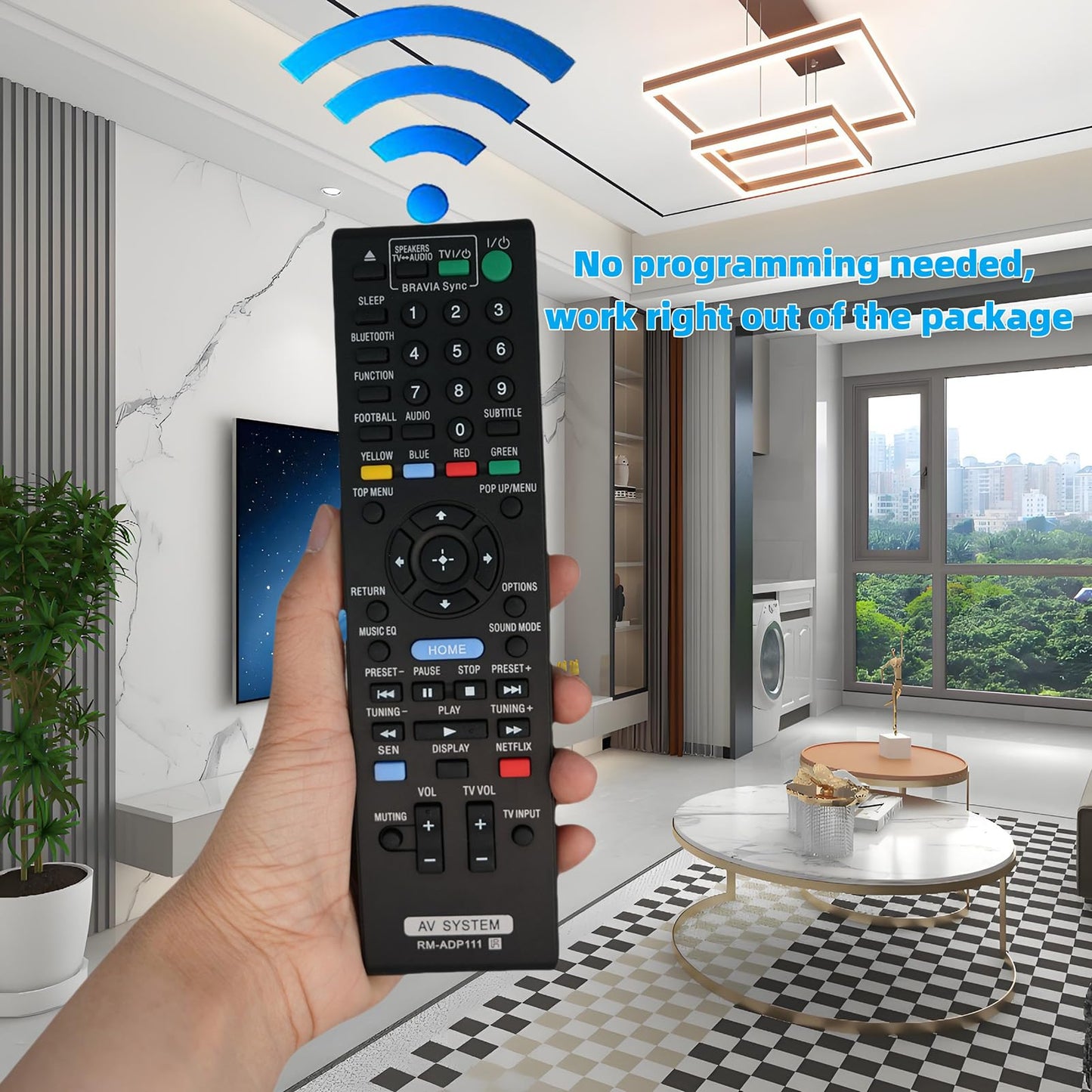 Replacement Remote Control RM-ADP111 Compatible for Sony BDV-E2100 BDV-E4100 BDV-E6100 BDV-E3100 Blu-ray DVD Home Theatre System