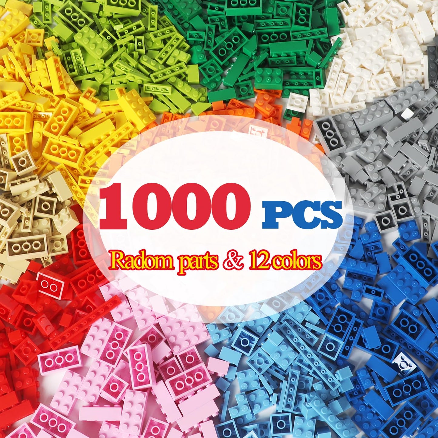 1000 PCS Building Bricks Compatible with Lego Classic - 1000 Pieces Basic Bulk Building Blocks in Random Color - Mixed Shape