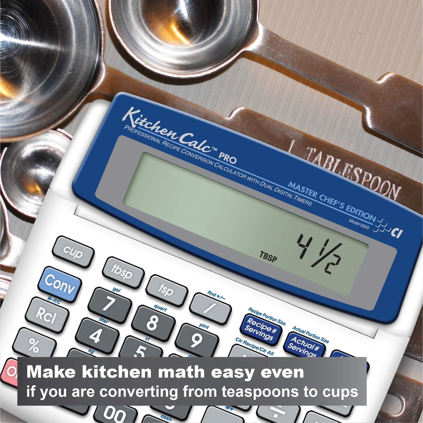 Calculated Industries 8305 KitchenCalc PRO Recipe Conversion & Culinary Math Calculator has 2 Digital Timers for Chefs, Students, Home Cooks, Bakers