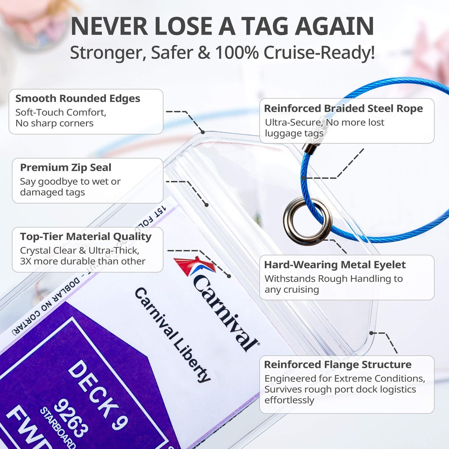 Cruise Ship Essentials for Carnival, Princess, NCL, MSC by JOLLYANTS, Cruise Luggage Tag Holders, Cruise Must Haves Waterproof & Reusable