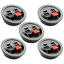SQXBK Push Type Speaker Terminal Board 5 PCS Round Pressfit Terminal Wire Cup Connector Speaker Box Subwoofer 2 Positions Black Circular Power