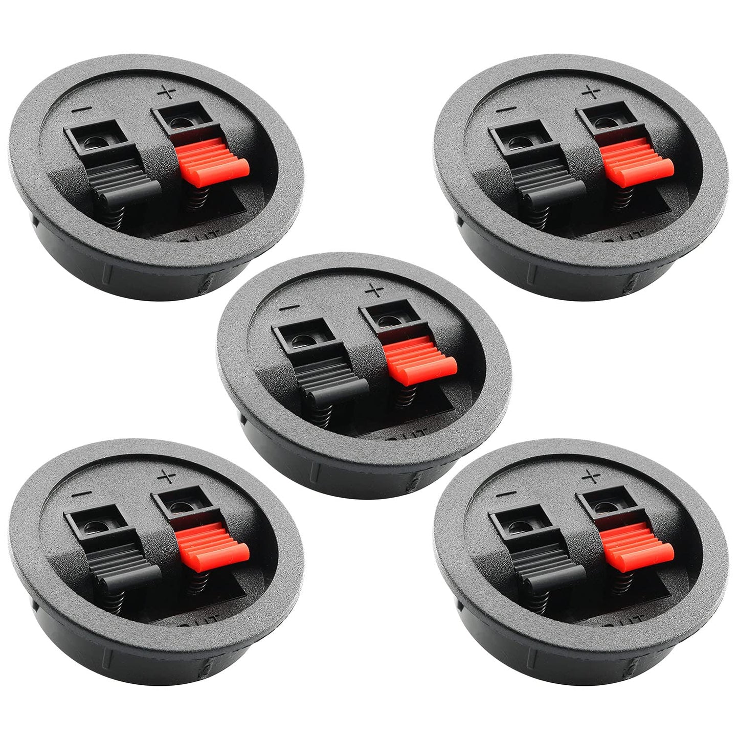 SQXBK Push Type Speaker Terminal Board 5 PCS Round Pressfit Terminal Wire Cup Connector Speaker Box Subwoofer 2 Positions Black Circular Power