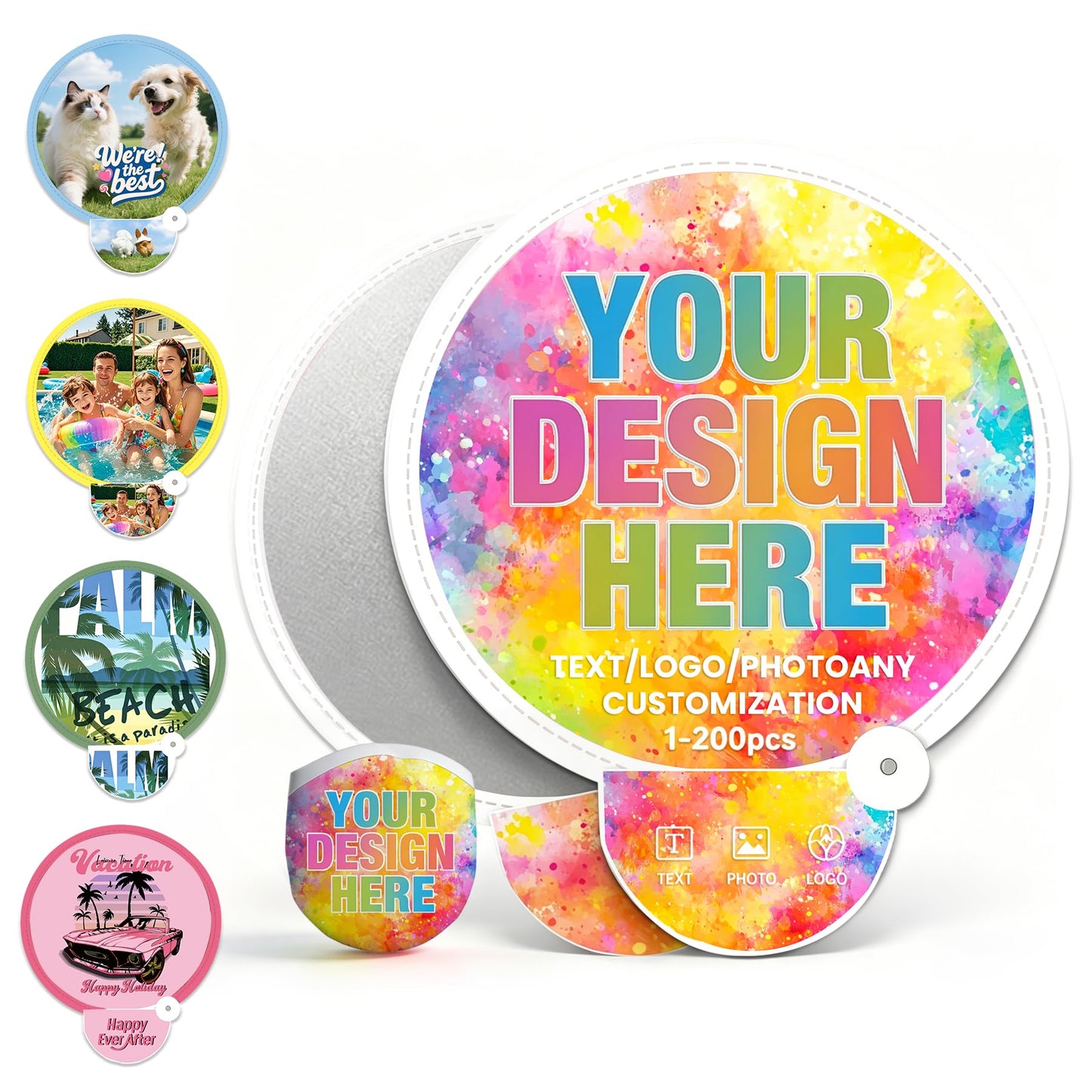 Custom Foldable Hand Fans Bulk with Pouch, Personalized Logo for Events?50)
