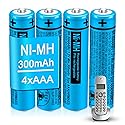 EOCIK BK-30AAABU AAA Rechargeable Battery 4 Pack 300mah NI-MH AAA Batteries 1.2V for Panasonic Cordless Phones,Remote Controls,Electronics
