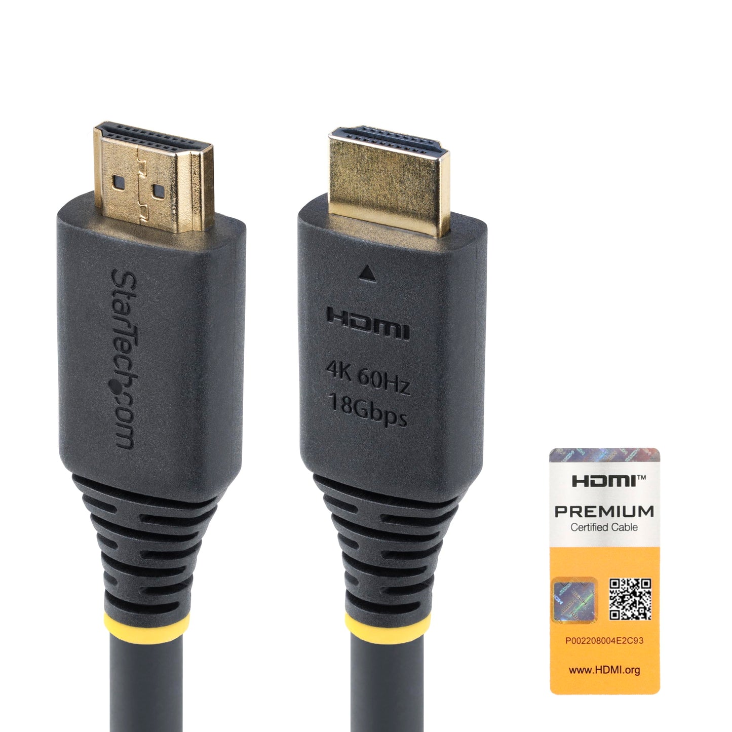 StarTech.com 25ft (7.6m) Premium Certified High Speed HDMI Cable, 4K 60Hz/1440p 144Hz, 18Gbps, UHD HDMI 2.0 Cord, TPE Jacket