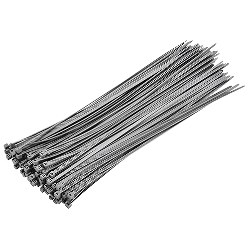 Bolt Dropper Zip Ties Pack of 100-12'' Gray Heavy Duty Cable Ties - 40lb Strength Self-Locking Nylon Wire Ties - Weather-Resistant Zip Tie for Cable