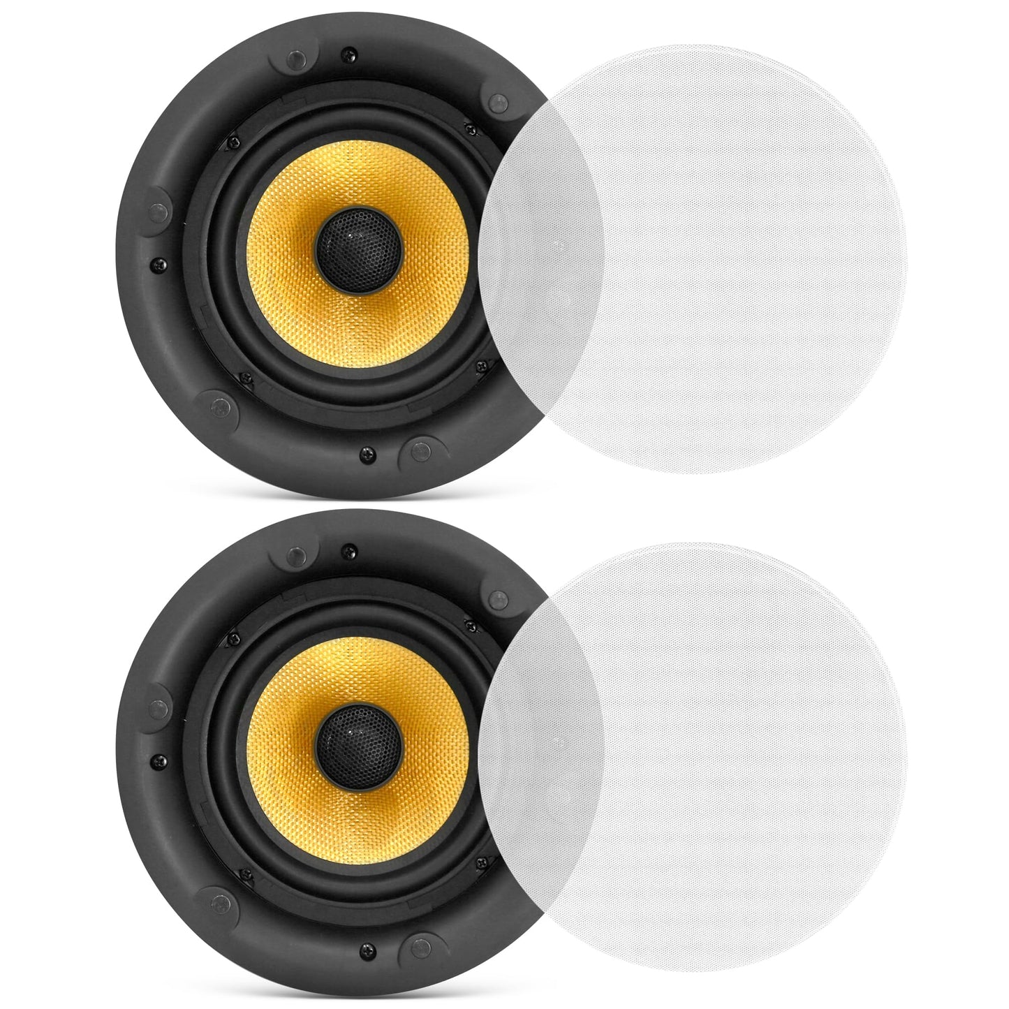 Pyle 6.5" in-Ceiling in-Wall Speakers Pair - 2-Way Hi-Fi Flush Mount Speaker Set w/Magnetic Grills, 300W Max, 8 Ohm, 70Hz-22kHz, 7.9" Cutout