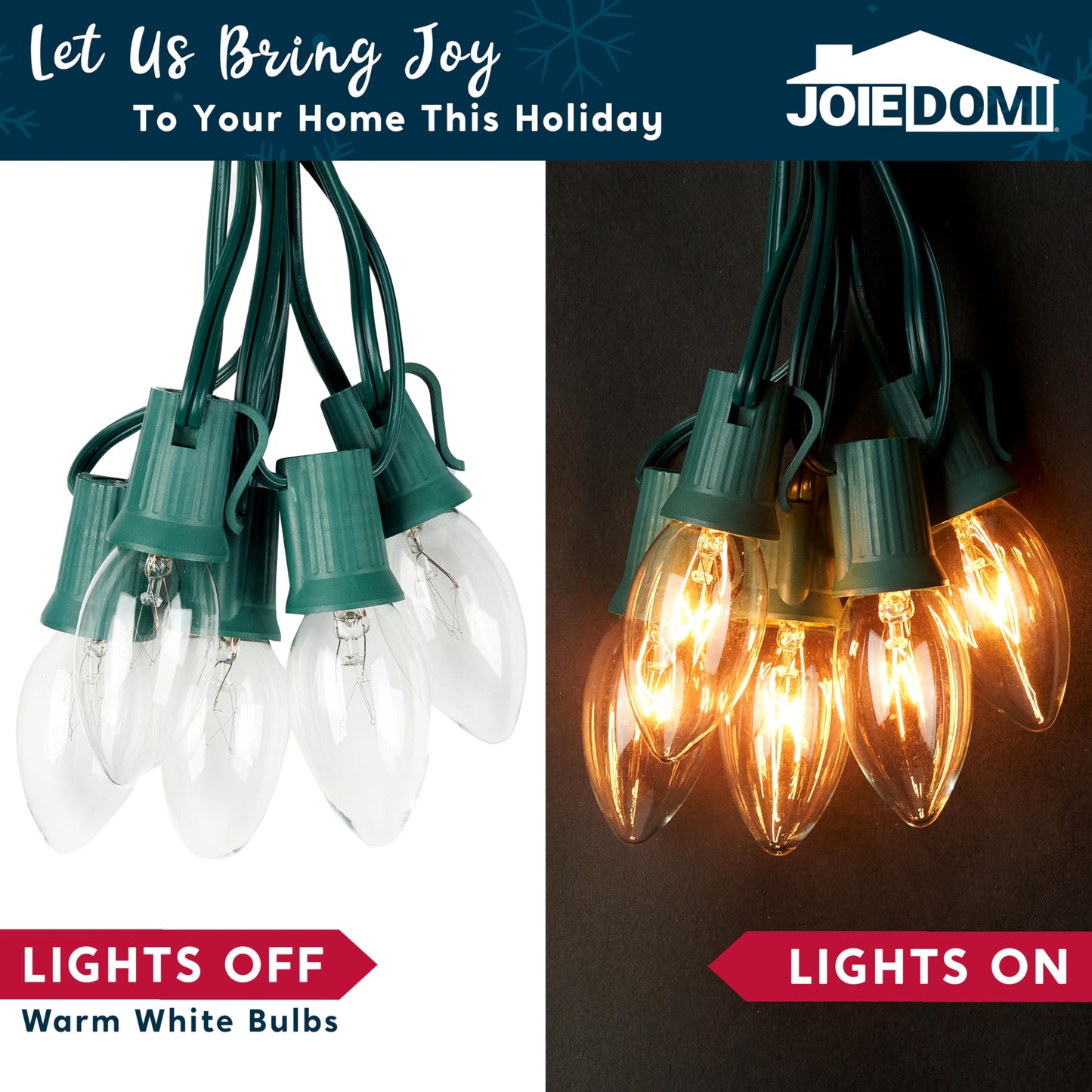 Joiedomi Christmas C9 Pathway Lights Outdoor Decorations 24 Packs, 30.75ft Xmas Warm White Pathway Marker String Lights for Holiday Waterproof Outside