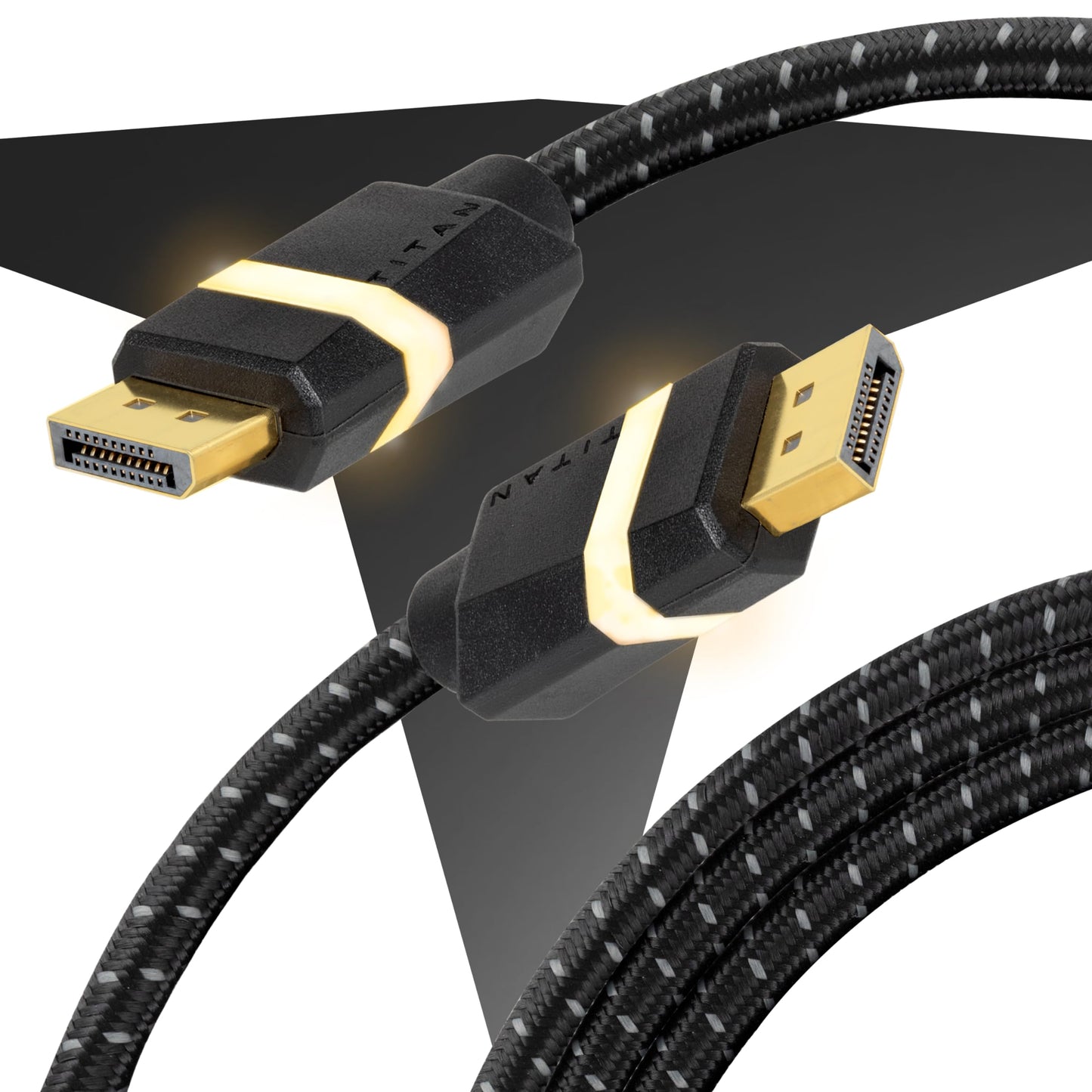 Titan DisplayPort Cable with LED Gaming Light, 2.0 DP Cable, 16K with 8K@120Hz and 4K@240Hz, 6 Ft Braided High Speed Display Port Cable, 80Gbps Data