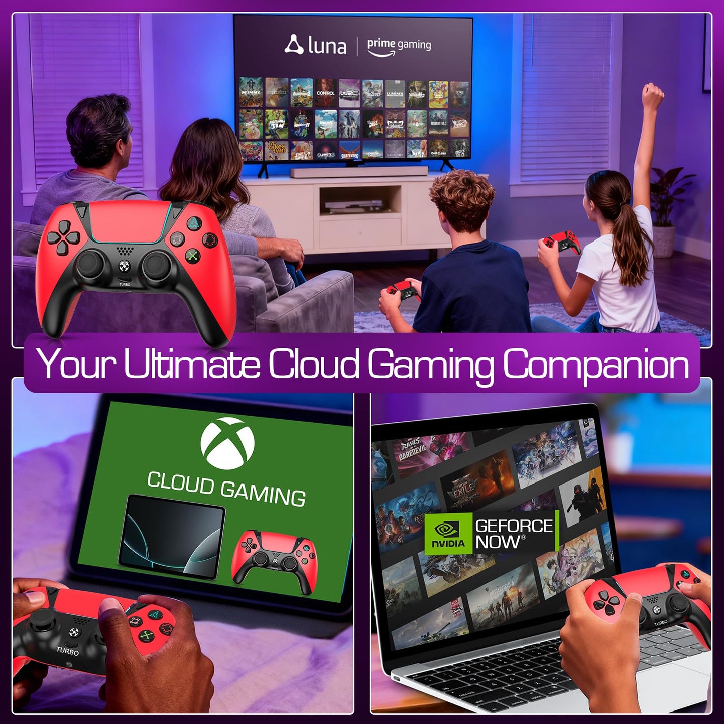 Replacement for Luna Controller Fire Stick TV PC Tablet,Wireless Game Control with No Drift ALPS Joysticks,2 Back Paddles Turbo, 1200mAh Built in 1200