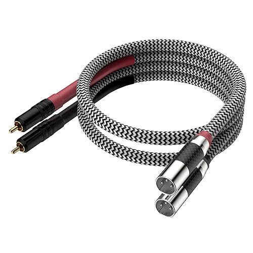 Moonsaudio Balanced Audiophile Audio 2RCA to Dual XLR Male Connections Cables 1M/3.3FT HiFi Interconnect Cable for Home Theater, HDTV