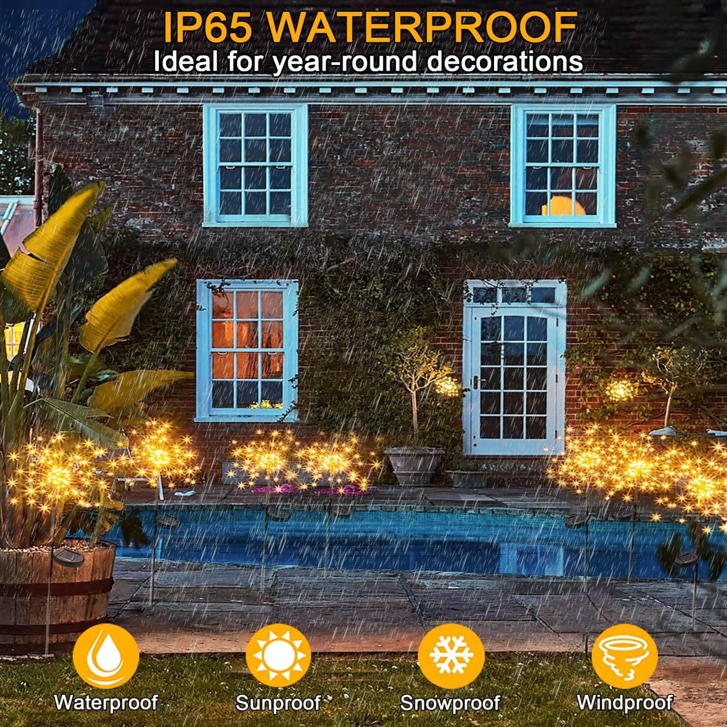 Redefun Solar Fireworks Lights for Outside 2 Pack 120 LEDs Solar Garden Decor, 8 Modes Tall Sparkler Light Outdoor Waterproof Starlit Starburst Lights
