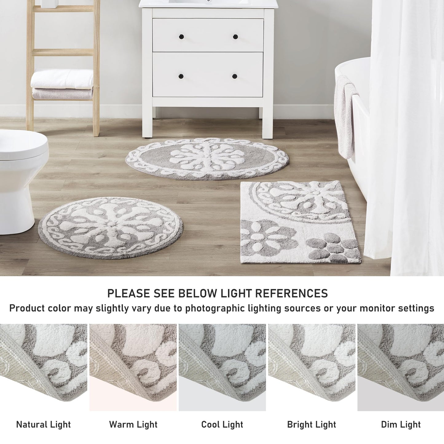 Madison Park Casablanca 100% Cotton Tufted Bathroom Rugs Luxurious Plush Medallion Floral Pattern Bath Mat Absorbent, Quick Dry, Spa Design Shower…